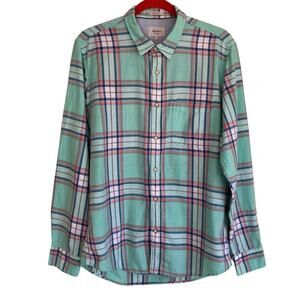 Pepe Jeans Mens Ruskin Twill Plaid Casual Button Down Shirt Slim Fit Mint Green